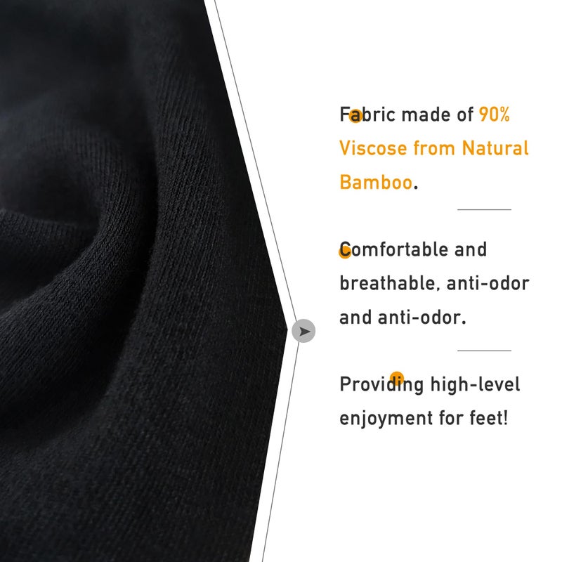 SERISIMPLE Women's Soft Thin Viscose Bamboo Crew Socks, Fit Stretchy Casual, Business, Dress Calf Sock 5 Pairs (US, Alpha, Large, Regular, Regular, Black) - Image 3